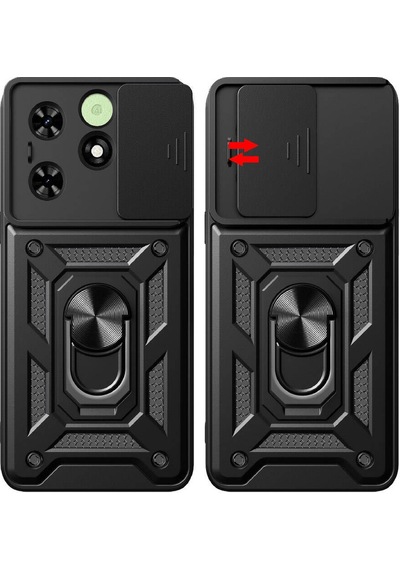 Tecno Spark 20c İle Uyumlu Kılıf Magnetik Standlı Kamera Korumalı Sürgülü Kapak