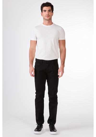 Dufy Siyah 5 Cep Düz Renk Slim Fit Erkek Pantolon Siyah