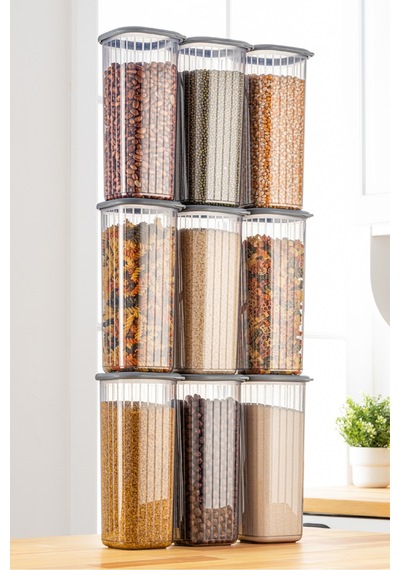 Vienev Poly Kapak 1.75 L Saklama Kabı Antrasit - Beyaz 9'lu Antrasit - Beyaz