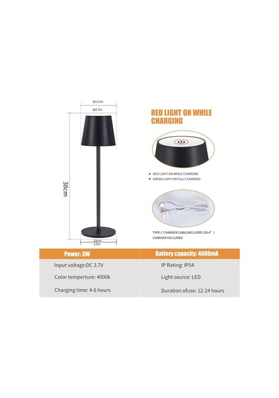 Kablosuz Masa Lambaları Usb Şarj Edilebilir Sadelik Masa Lambası Dahili 4600 Mah Pil Led Pille Çalışan Lamba Dokunmatik Kontrollü Masa Lambası - Yatak Odası/masa/okuma/avlu Siyah Diğer Kablosuz Masa Lambaları Usb Şarj Edilebilir Sadelik Masa Lambası Dahili 4600 Mah Pil Led Pille Çalışan Lamba Dokunmatik Kontrollü Masa Lambası - Yatak Odası/masa/okuma/avlu Siyah Diğer