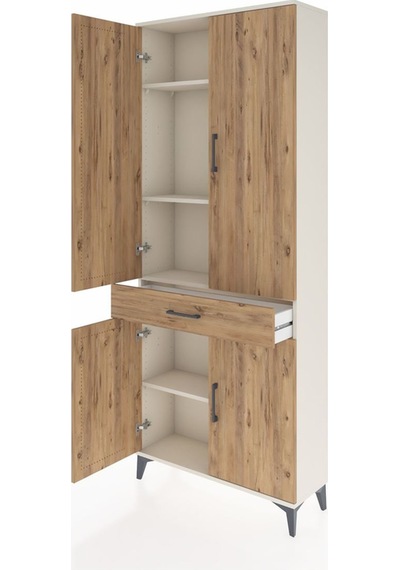 Arges Dolap 4 Raflı Tek Çekmeceli 4 Kapaklı 88x30x221 Aytaşı-çam Aytaşı