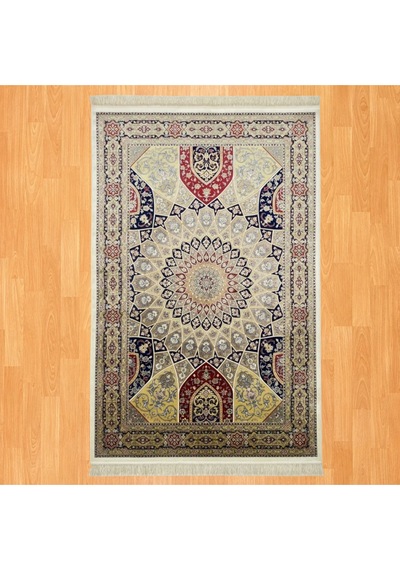 Kubbe Motifli 200 X 300 İpek Halı Çok Renkli