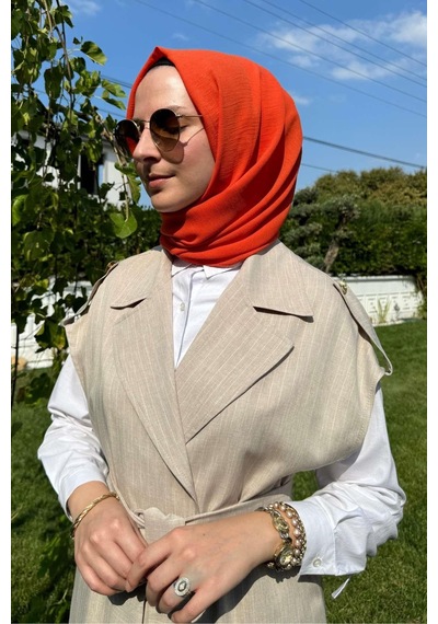 Rabia Şamlı Apoletli Çizgili Takım Bej Normal