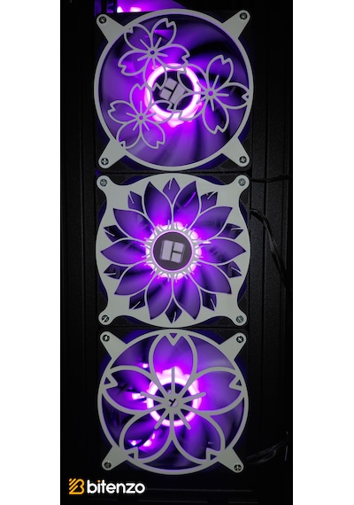 Çiçek Temalı 3 Lü 120x120 Mm Oyun Pc Aksesuarı, Masaüstü Bilgisayar Fan Kapağı Fan Kapağı Seti Beyaz
