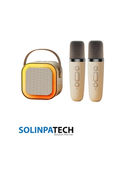 Çift Karaoke Mikrofonlu Kablosuz Bluetooth Rgb Işıklı 5 Ses Efektli Stereo Ses Usb/sd Hoparlör