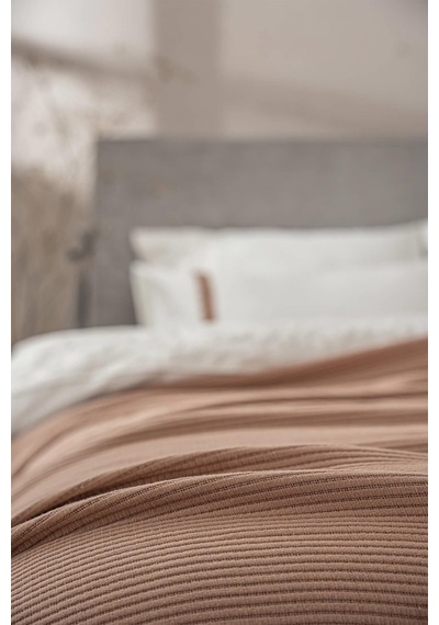 Ecocotton Alessa Terra %100 Organik Pamuk Jakarlı Pike Takımı 240 260 Cm Terrecota