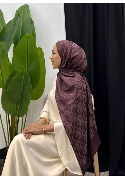 Aminenesil Halka Desen Şal Bordo Renk
