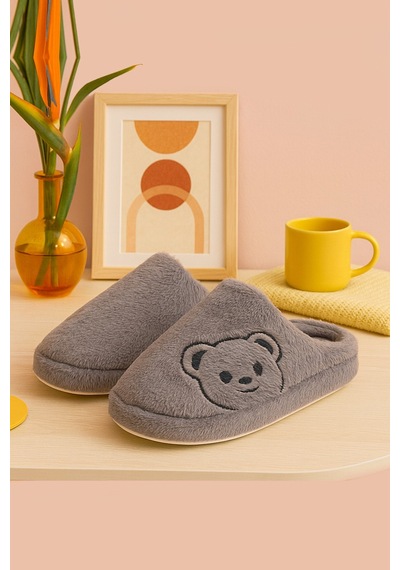 Modafrato Fluffy Ayıcık Desenli Kadın Ev Terliği Kışlık Yünlü Terlik Ses Yapmayan İçi Yünlü Günlük Rahat Terlik Siyah Modafrato Fluffy Ayıcık Desenli Kadın Ev Terliği Kışlık Yünlü Terlik Ses Yapmayan İçi Yünlü Günlük Rahat Terlik Siyah