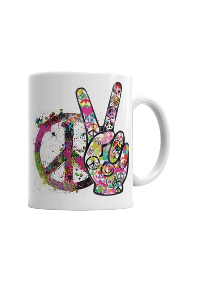 Peace Barış Simge 2 Kupa Bardak Porselen Karışık