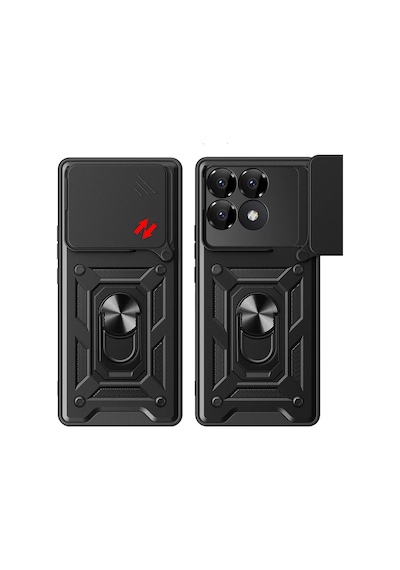Zore Poco F6 Pro Kılıf Magnetik Standlı Kamera Korumalı Ogaa Sürgülü Vega Kapak - Mavi