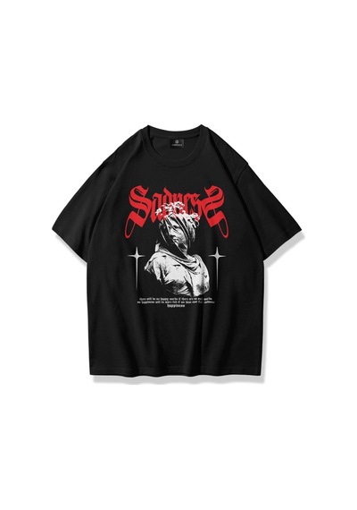 Tarzsokak Unisex Sadness Tshirt Siyah Siyah