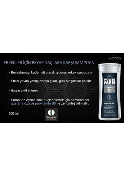 Power Men Beyazlayan Saçlar İçin Erkek Şampuanı 200ml Beyaz