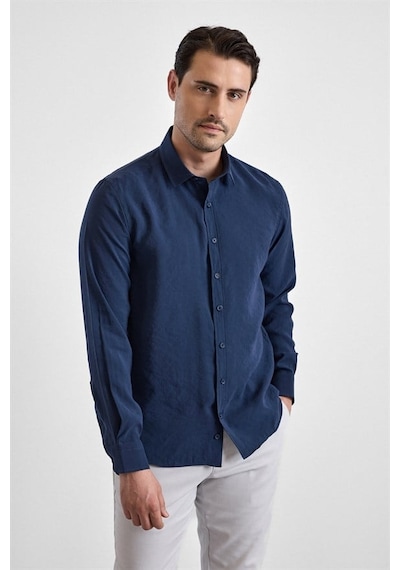 Süvari Lacivert Slim Klasik Yaka Düz Casual Gömlek Gm1008400352-m09