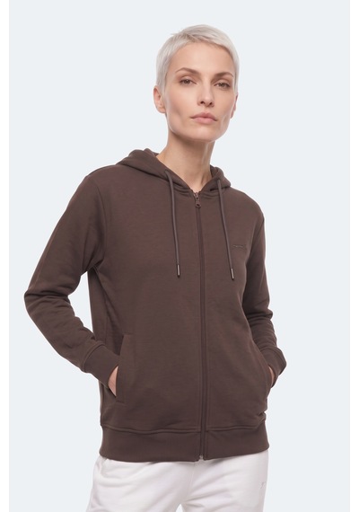 Slazenger Kıron I Kadın Kapüşonlu Kahve Sweatshırt