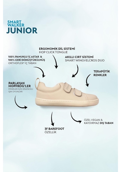 Hopfrög Kids Smart Walker Junior Barefoot Çocuk Ayakkabı - Süper Mat Bej