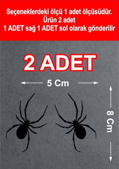 Örümcek Sticker - 2 Adet - Araba Oto Motosiklet Cam Karavan Sticker - 00102 8x5 Cm
