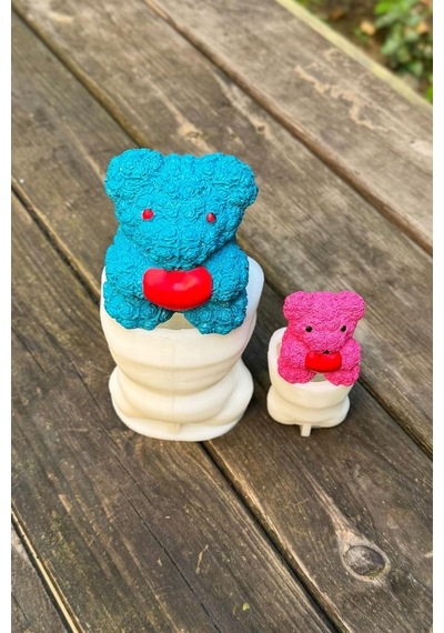 Rufus Concept Teddy Bear Gül Dokulu Büyük Ve Küçük İki Adet Silikon Mum Kalıp Seti