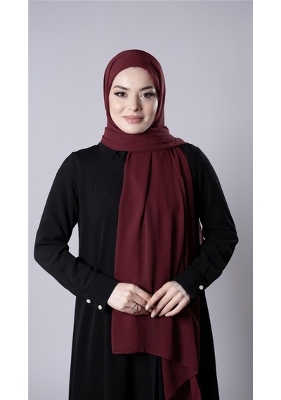 Hürrem Bone Bordo Pratik Hazır Geçmeli Şal Şifon Kumaş Hijab Bone 3009 16