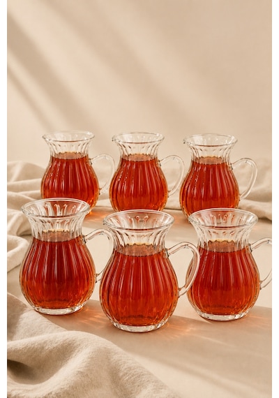 Brugge 6'lı Borosilikat Cam Çay Bardağı 180 Ml Şeffaf - 890845063 Şeffaf