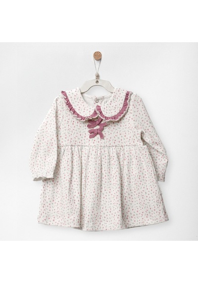 Andywawa Kız Bebek Dress Little And Loved Yakalı Fırfırlı Elbise ekru