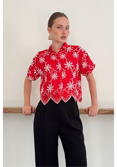 Verymoda Nakışlı Gömlek D2858 Kırmızı