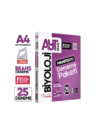 2026 Yks Ayt Biyoloji 25li Manifesto Branş Deneme Paketi Çözümlü