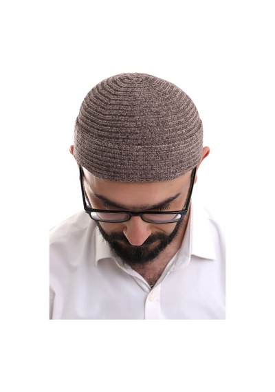 Kahverengi Katlamalı Sade Desen Kışlık Kadife Takke Şapka Kahverengi