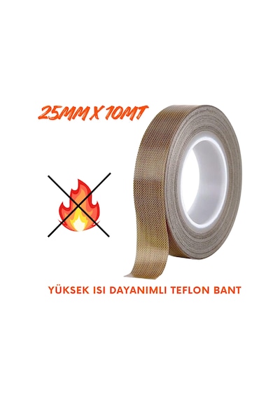 Yüksek Isı Dayanımlı Yapışkanlı Teflon Bant 25mmx10mt
