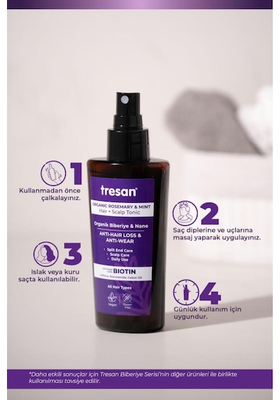 Organik Biberiye & Nane Dökülme Karşıtı Kompleks Saç Toniği Biotin Ve Kafein 125 Ml