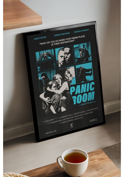 Panic Room Siyah Ahşap Çerçeveli Poster, Dekoratif Film Duvar Tablosu