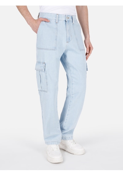 Colin's Colins 163 Dessi Kargo Kesim Orta Bel Düz Paça Mavi Erkek Pantolon Denim