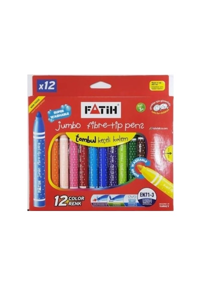 Fatih Jumbo Yıkanabilir Keçeli Kalemi 12 Renk Fa34260jkc12