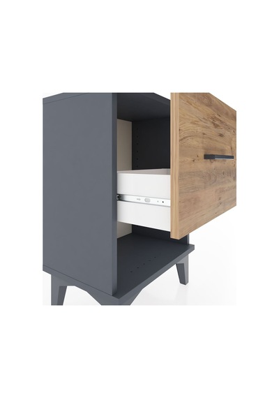 Arges Komodin Tek Çekmeceli 44x30x64 Antrasit-çam Antrasit