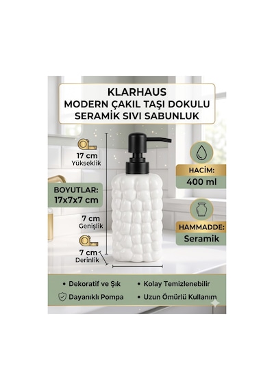 Dekoratif Seramik Bubble Sabunluk -400ml- 17x7x7 Cm Beyaz