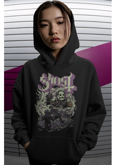 Sevbano Ghost Rock Metal Müzik Grubu Sırt Baskılı Unisex Oversize Premium Siyah