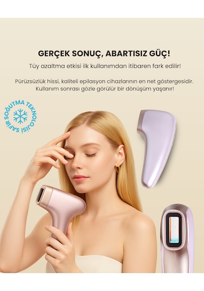 Mieco Safir Soğutma Özellikli ipl Lazer Epilasyon Aleti (Safir Cam)-Rosegold + Gözlük ve Çanta Hediyeli