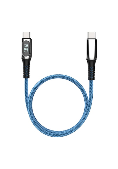Micflip A08 Dijital Led Ekranlı Type-c To Type-c Pd Data Ve Şarj Kablosu 140w 1m Mavi