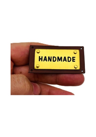 Çanta Aksesuar 5x2.5 Cm Derili Metal Handmade Etiket