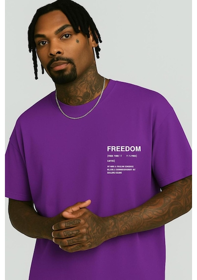 Freedom Baskılı Unisex T-shirt Çok Renkli