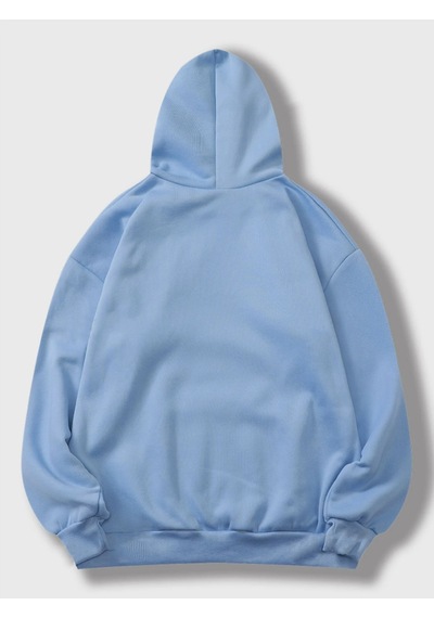 Startmore Mavi Unisex Kadın/erkek Soru Renkli Özel Baskılı Pamuklu Oversize Kapüşonlu