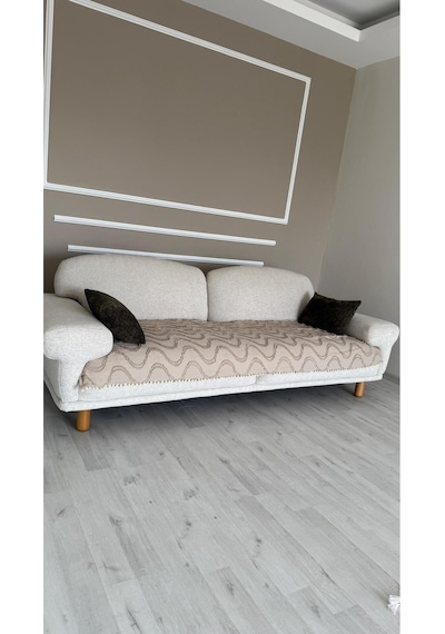 Diletto Bohem Ponponlu Dalgalı Oturma Yerini Kapatan Koltuk Örtüsü Vizon 90 X 200 Vizon