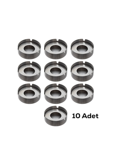 Porsima 10'lu Te-136 Paslanmaz Çelik Metal Kül Tablası - Kapaklı Rüzgar Geçirmez Küllük