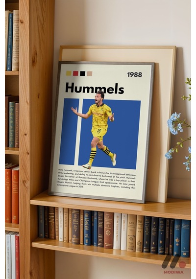 Hummels Futbol Posteri, Siyah Çerçeveli Duvar Tablosu - Spor Severlere Hediye