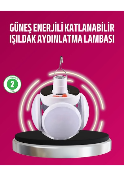 Mey İthalat Solar Ve Usb Şarjlı Su Geçirmez Katlanabilir Led Lamba