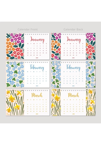 Çiçek Galerisi 2027 Masa Takvimi, Rengarenk Çiçekli Takvim, 2027 Desk Calendar, Flowers Calendar 202