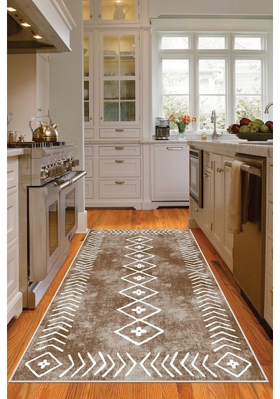 West Home Dijital Baskı Yıkanabilir Kaymaz Taban Salon Halısı Mutfak Halısı Yolluk Ve Banyo Paspası Wh 375 Sand