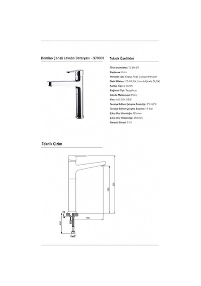 Newarc Domıno Çanak Tipi Lavabo Bataryası 971001 Gümüş - Krom