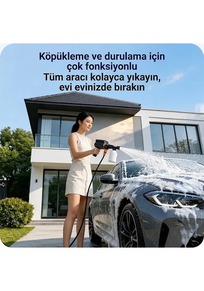 Ezere Turbowash Şarjlı 60 Bar Yüksek Basınçlı Oto Araba Bahçe Yıkama Ve Temizleme Tabancası Makinesi- 5775