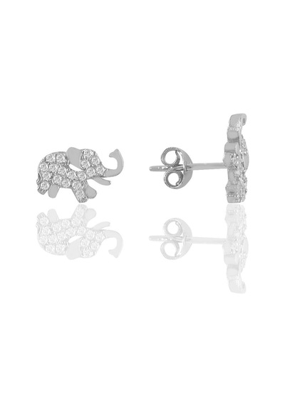 Gümüş Rodyumlu Zirkon Taşlı Fil Küpe N11.47597
