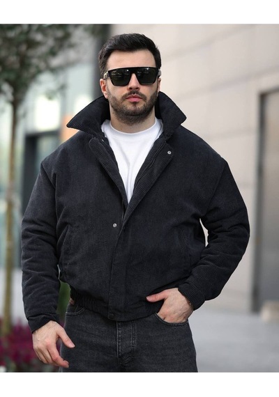 Unisex Kadife Baharlık Vinatage Oversize Ceket Siyah Kdf
